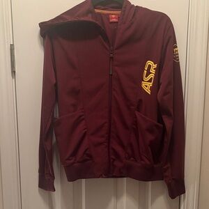 NWOT Roma Maroon Bomber Jacket with Gold Accents
